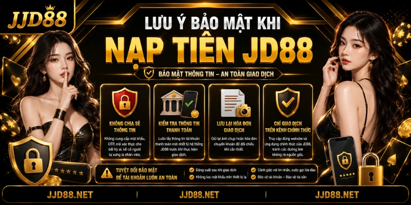 Lưu ý bảo mật khi Nạp tiền JD88
